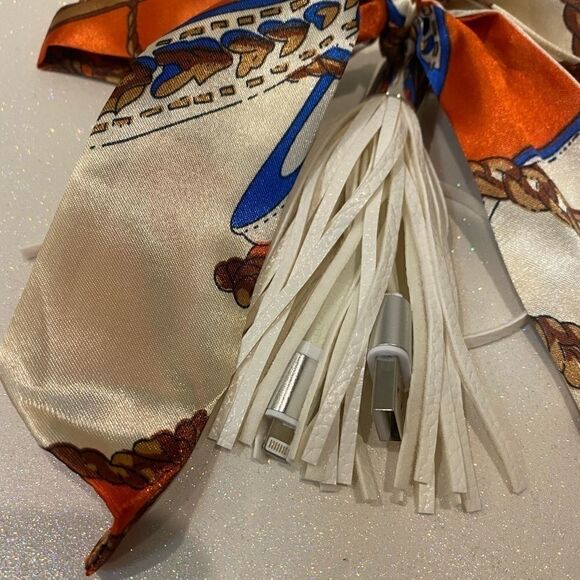 Scarf + Tassel Keychain with Phone Charging Cord - Picture 4 of 5